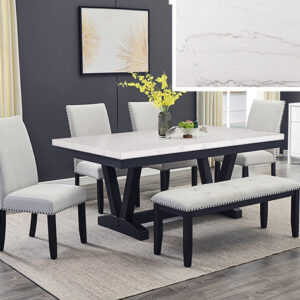 VARLEY MARBLE TBL/SIDE CHAIRS BENCH - Image 1