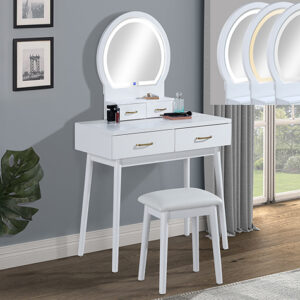 4905SET-WH CECILIA VANITY TABLE & STOOL-WHITE - Image 1