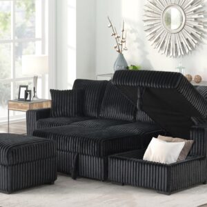 Cozy Lounge – Black Sectional - Image 3