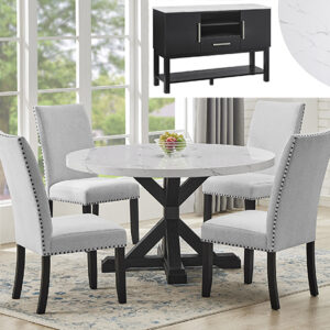 VANCE FAUX ROUND TBL/SIDE CHAIRS - Image 1